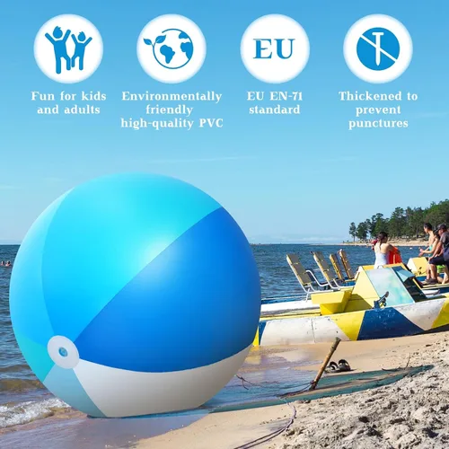 Vista 3 de Ceenna 2 Piezas Pelotas de Playa Gigantes de 60 Pulgadas Pelotas Inflables Grandes de Juguete para Piscina Juguetes de Natación de Verano Fiestas