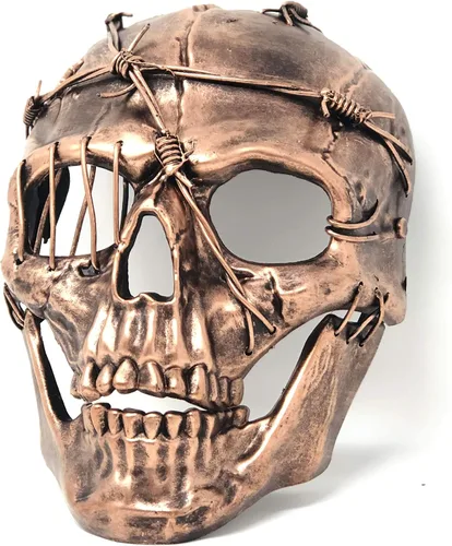 Vista 11 de Máscara de esqueleto de terror metálico estilo steampunk para disfraz de Halloween, fiesta de cosplay