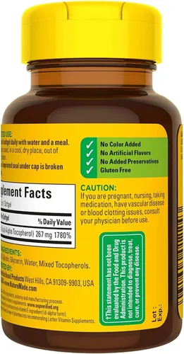 Vista 4 de Nature Made Vitamina E 400 UI cápsulas blandas 100 ea (paquete de 2)