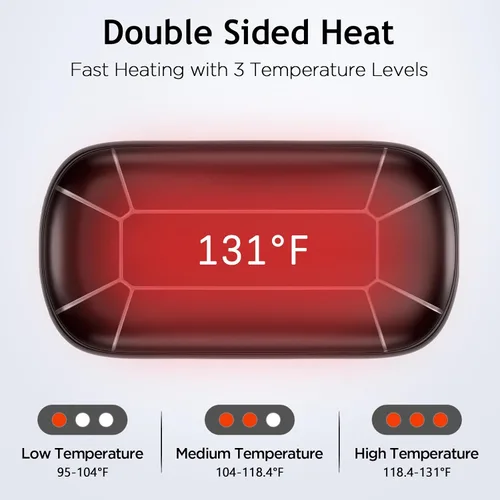 Vista 2 de Hand Warmers Rechargeable, Portable Electric Hand Warmer, Double-Sided Heating USB Pocket Heater Therapy Great for Raynauds, Hunting, Golf, Camping
