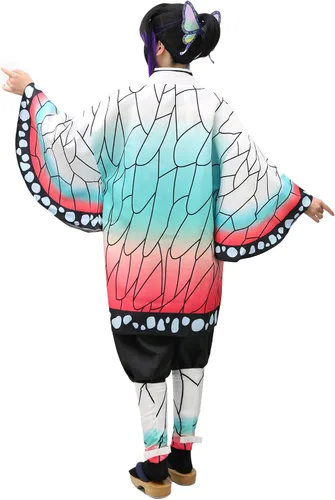 Vista 4 de C-ZOFEK Disfraz de Kochou para mujer, talla estadounidense, kimono con cinturón para Halloween, Blanco