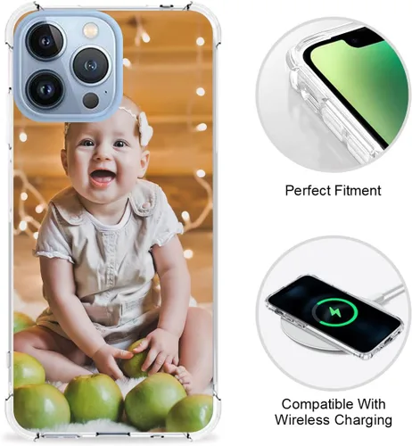 Vista 5 de Funda de teléfono con foto personalizada para iPhone 13 Pro Max, cubierta transparente suave de silicona personalizada con imagen/texto, regalo