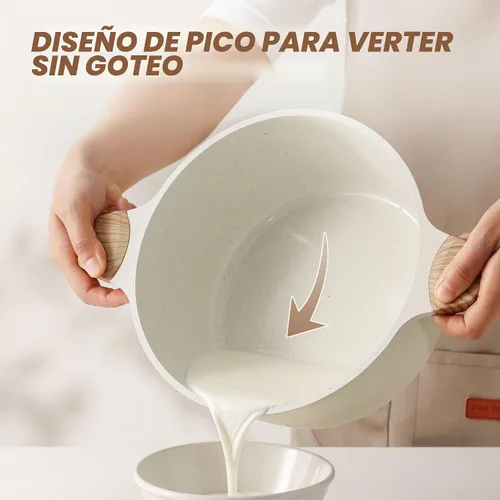 Vista 5 de SENSARTE Olla de cerámica antiadherente con tapa, olla de cocción de inducción de 4.5 cuartos de galón con tapa de vidrio templado, olla