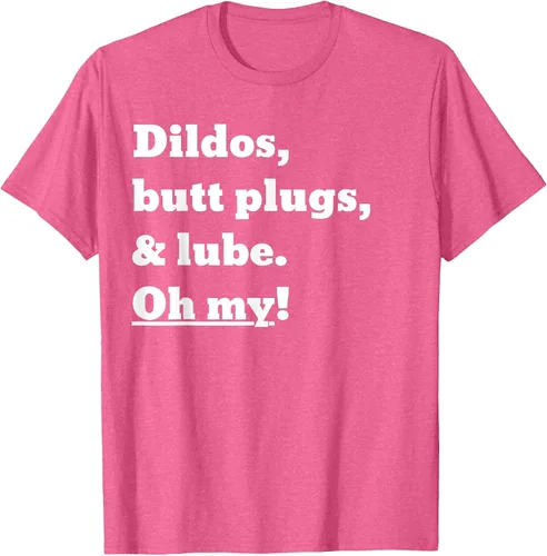 Vista 34 de Consoladores, tapones para los glúteos y lubricante. Camiseta Oh My! Azul bebé