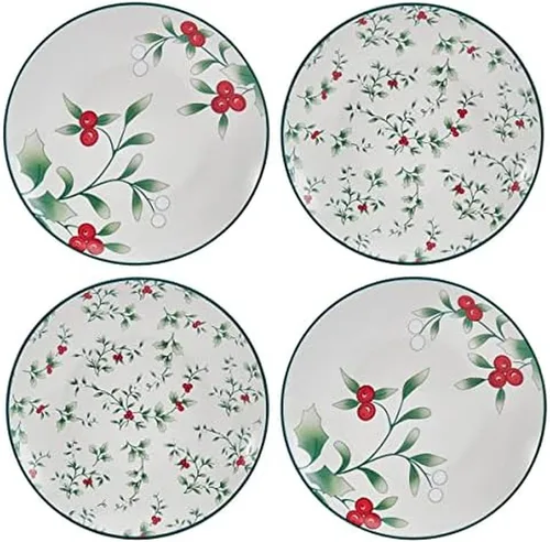 Vista 13 de Pfaltzgraff 5072007 Winterberry Holiday - Vajilla de 16 piezas, servicio para 4, color blanco