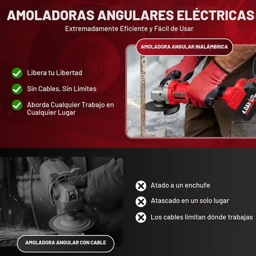 Vista 7 de FULLYEA Amoladora angular inalámbrica de 4-1/2 pulgadas, 12000 RPM sin escobillas, herramientas eléctricas con batería de 2 x 4.0 Ah, amoladora