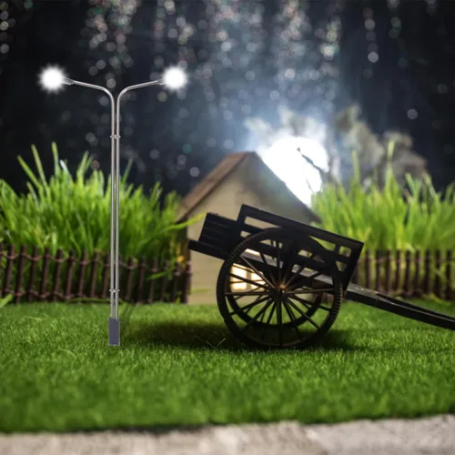 Vista 6 de MECCANIXITY Modelo ferroviario LED farol lámparas poste luces blancas 1/75 escala 5.9 in 5.91inch 3V, paquete de 2