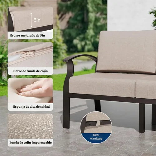 Vista 2 de Kullavik Juego de muebles de patio al aire libre de aluminio con cojines Arena