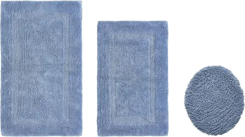 Vista 170 de Better Trends - Juego de 2 alfombras de baño 100% algodón, extra suaves, con borlas, de 17" x 24", alfombra de baño superabsorbente y reversible