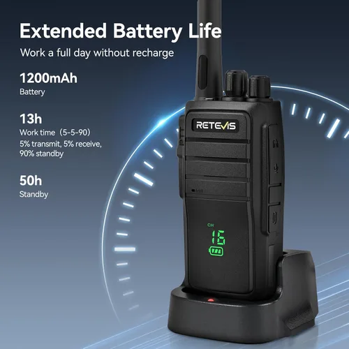 Vista 2 de Retevis RT21H - Walkie Talkies para adultos con altavoz y micrófono de goma (4 unidades)