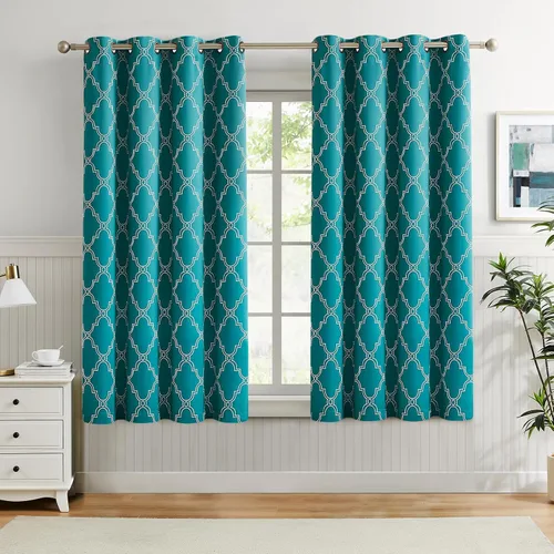Vista 27 de Melodieux Cortinas 100% opacas de 96 pulgadas de largo para sala de estar, dormitorio estilo marroquí, aislamiento térmico, ahorro de energía