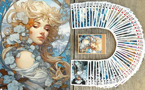Vista 9 de Naipes de elegancia eduardiana (baraja de póquer 54 cartas todas diferentes) Hermosas damas con sombreros románticos vestidos salones y escenas