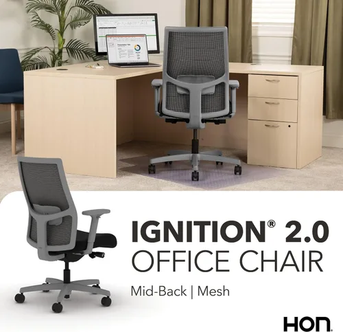 Vista 7 de HON Ignition 2.0 - Silla de trabajo con respaldo medio, control avanzado de inclinación sincronizada, silla de oficina con soporte lumbar, brazos