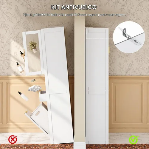Vista 6 de Feonase Gabinete de almacenamiento de baño de 67 pulgadas de alto para Blanco perla