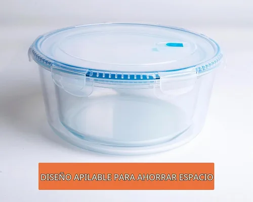 Vista 4 de Recipientes de vidrio de borosilicato templado grandes para almacenamiento de alimentos con tapas libres de BPA, [paquete de 2] Recipientes