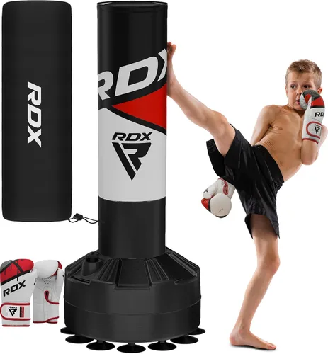 Vista 10 de RDX Saco de boxeo independiente para niños con guantes y funda, saco de boxeo junior de 4 pies con soporte para kickboxing, boxeo, artes marciales