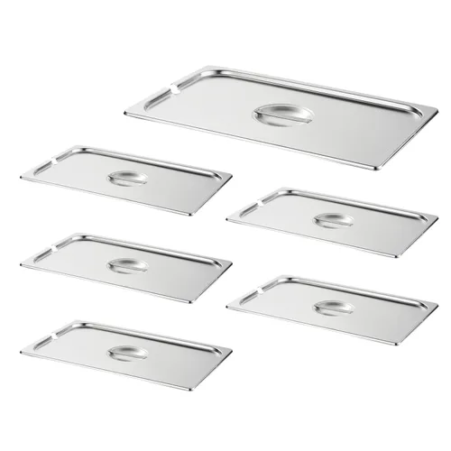 Vista 10 de HECMAC Paquete de 6 Tapas de Bandeja de Hotel de Tamaño 1/2 con Muescas, Acero Inoxidable Sólido Resistente para Mesa de Vapor, Tapa de Bandeja