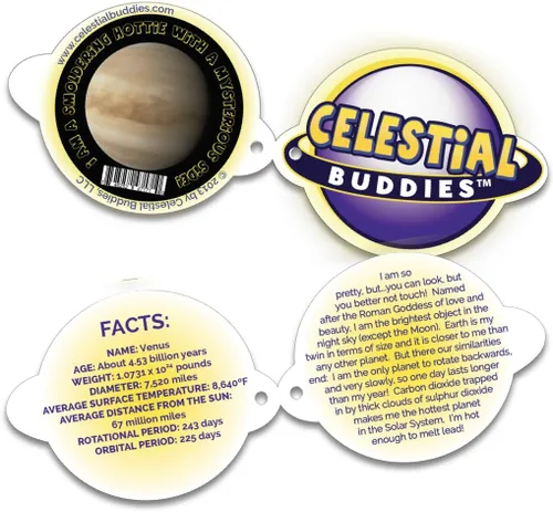 Vista 6 de Celestial Buddies Venus Buddy Peluche de peluche suave de 10 pulgadas, características bordadas, etiqueta de datos divertidos de planetas