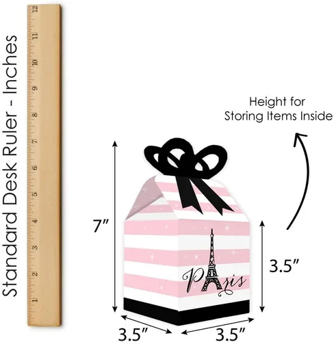Vista 7 de Big Dot of Happiness París, Ooh La La - Cajas de regalo cuadradas para baby shower o fiesta de cumpleaños - Juego de 12 cajas de lazo con temática
