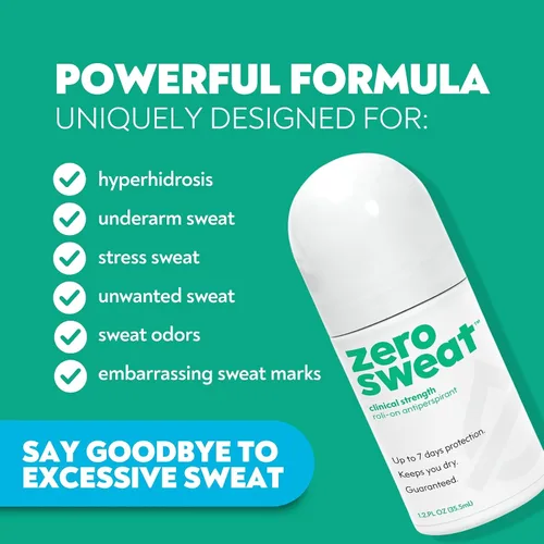 Vista 2 de ZeroSweat Desodorante antitranspirante Tratamiento de hiperhidrosis de resistencia clínica - Reduce la sudoración de las axilas 35.5 ml (1 paquete)