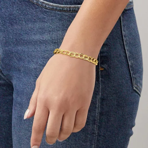 Vista 2 de Pulsera Canaria de Oro Amarillo de 10 kt Oval-Link