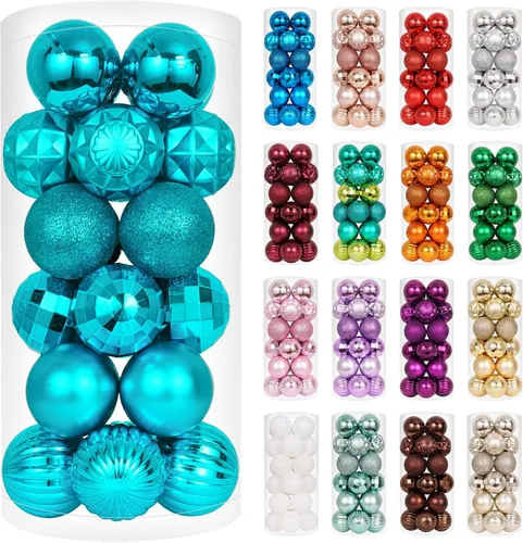 Vista 15 de XmasExp Juego de 24 mini esferas de Navidad inastillables para bolas de árbol de Navidad, 1.18 pulgadas (negro)