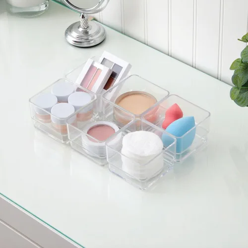 Vista 7 de Organizadores de plástico transparente para maquillaje, conjunto de 6