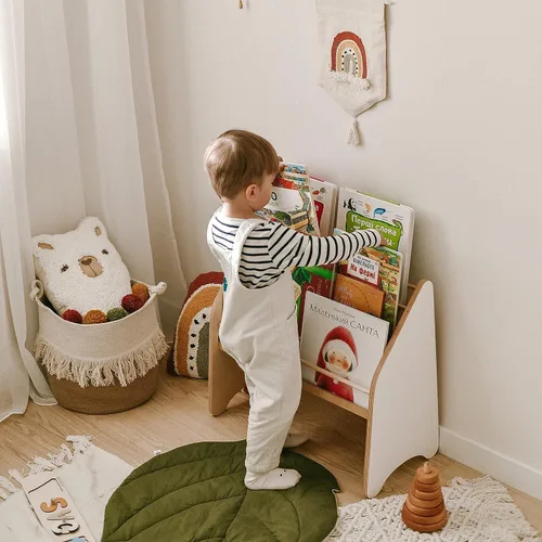 Vista 8 de Montessori - Estantería para niños pequeños, estantería de madera para almacenamiento en la habitación de los niños, sala de juegos, muebles
