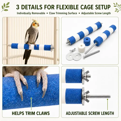 Vista 2 de Perca para pájaros para jaula, 3 piezas, perca de loro para conure, cacatúa