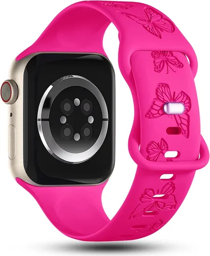 Vista 3 de Paquete de 3 correas grabadas con mariposas compatibles con Apple Watch Band de 1.496 pulgadas, 1.575 pulgadas, 1.614 pulgadas, 1.654 pulgadas
