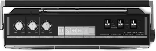Vista 3 de Ion Audio 1980S-Style Portable Bluetooth Boombox Radio AM/FM Grabador de cassette Reproductor de cassette, medidores VU, grabación USB, altavoces