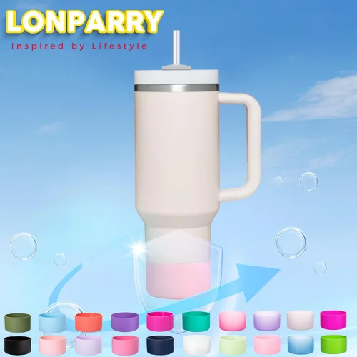 Vista 5 de LONPARRY 4-Pack Silicone Boot for Stanley 40 30OZ Cups, Boots for Stanley Cup 30 40oz Accessories,Non-Slip Rubber Bottom Protector Cover,Noise