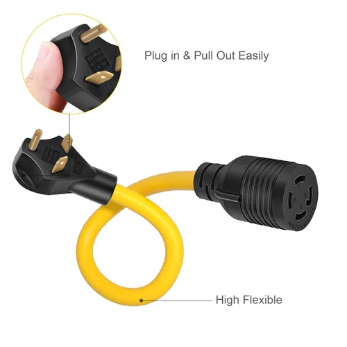 Vista 6 de Cable Adaptador de Interruptor de Transferencia de Generador Rophor TT-30P Macho a L14-30R Hembra, Adaptador de Enchufe de 30 Amperios 3 Clavijas a