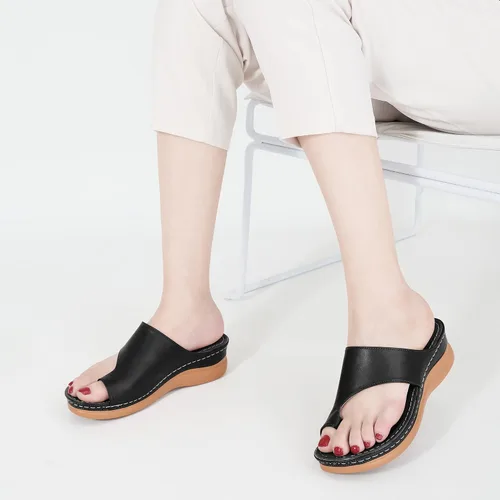 Vista 19 de Sandalias ortopédicas de cuña para mujer: cómodas y elegantes sandalias de verano para mujer, cómodas y casuales para caminar con plataforma