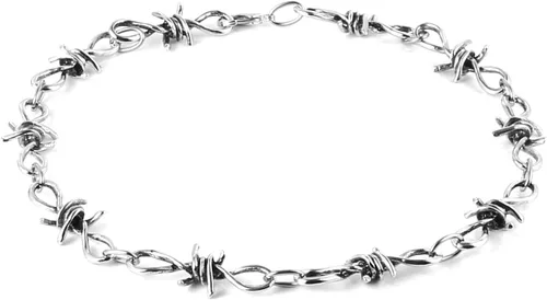 Vista 23 de Collar de alambre de púas para hombre de aleación de acero, punk, gótico, 20 pulgadas de HZMAN