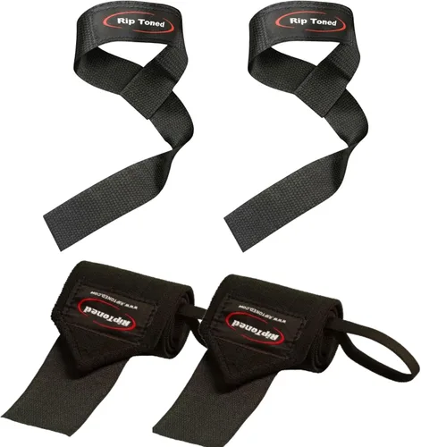 Vista 12 de Rip Toned Wrist Wraps & Lifting Straps Combo – Dynamic Duo Push & Pull Support for Weightlifting – Wrist Support Wraps + Padded Grip Straps for