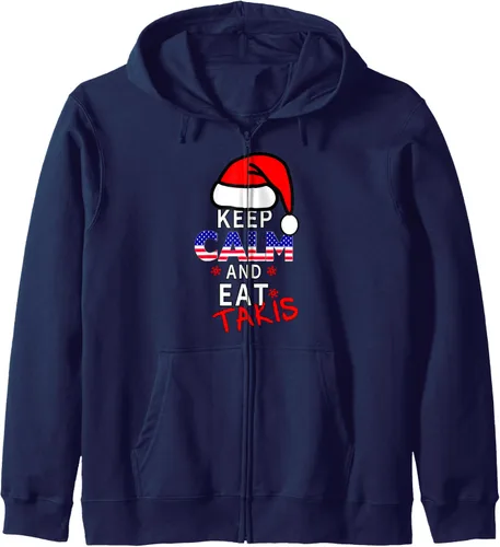 Vista 6 de Keep Calm And Eat Takis Let's Try It On This Christmas Zip Sudadera con capucha, Negro