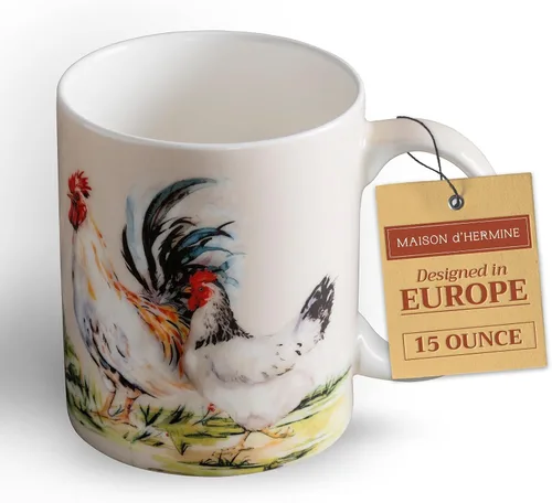 Vista 154 de Maison d' Hermine Taza de café con asas, tazas de porcelana fina de hueso, paquete de una taza de té para bebidas calientes, capuchino, latte