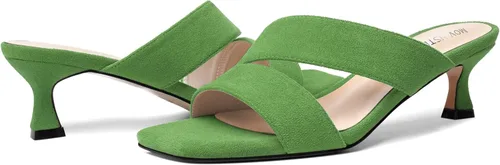 Vista 6 de Sandalias de tacón bajo para mujer, de gamuza sólida, puntera cuadrada, de 2 pulgadas