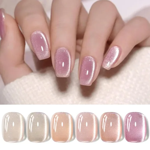 Vista 12 de Born Pretty - Esmalte de uñas de gel magnético 9D con purpurina reflectante, esmalte de gel holográfico de color gato magnético, juego de 7ml, 6