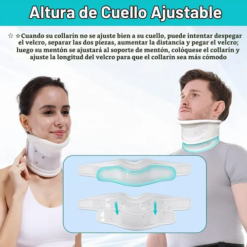 Vista 2 de Collar cervical mejorado con soporte de barbilla para alivio rígido, cuello cervical correcto, soporte para el dolor óseo, cuidado de la salud