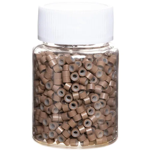 Vista 9 de Anillas de microenlace de 4 mm con forro de silicona, cuentas de oropel para extensiones de pelo, 300 unidades, color negro