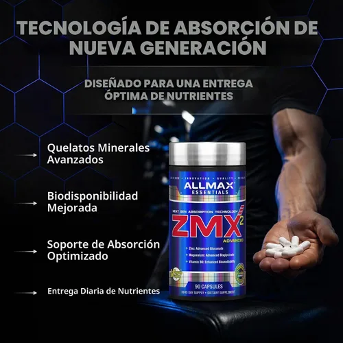 Vista 3 de ALLMAX ZMX2 Zinc Magnesium Vitamin B6 Capsules, 90 Count