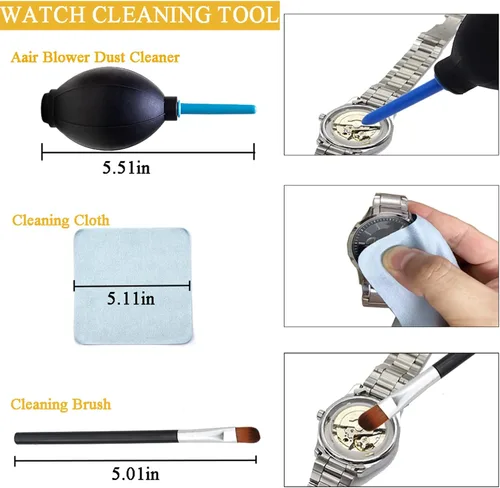 Vista 3 de Aokelily Kit de reparación de reloj, herramienta profesional de extracción de eslabones de correa de reloj, herramientas de repuesto de batería