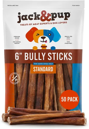 Vista 19 de Jack&Pup Bully Sticks de 12 pulgadas para perros grandes Bully Sticks Jumbo sin olor de larga duración Totalmente naturales, palitos de carne