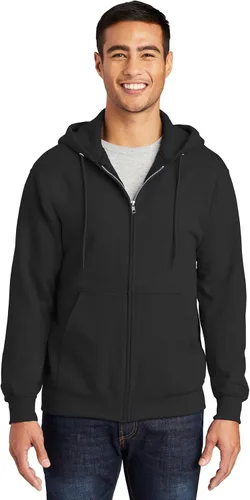 Vista 8 de Port & Company Sudadera con capucha de forro polar esencial alto con cremallera completa. PC90ZHT Ceniza