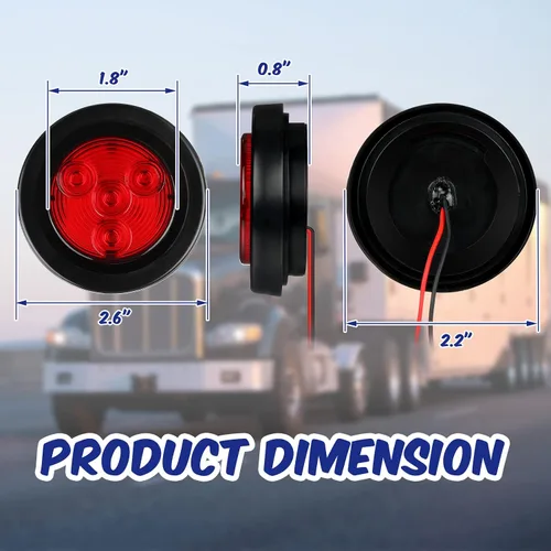 Vista 3 de Macarrie 24 piezas de 5,08 cm de diámetro, luces indicadoras LED redondas, impermeables, para remolque, luz lateral para remolque, 12-24v