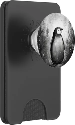 Vista 7 de PopSockets PopGrip estándar de pingüino floral vintage