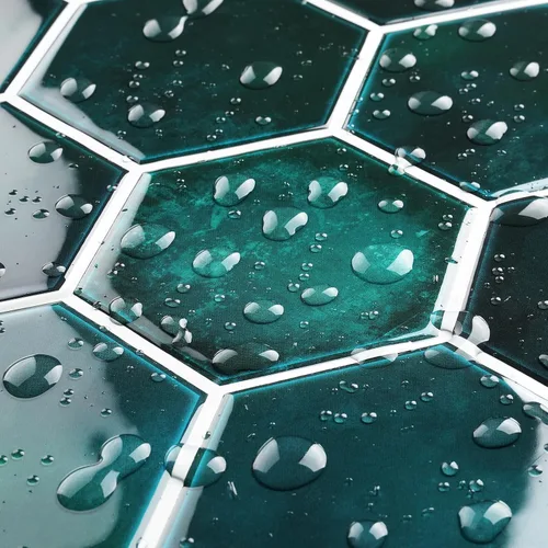 Vista 3 de FunStick Adhesivos para azulejos de pared en muro de cocina de 12 x 12 pulgadas, azulejos de pared hexagonales 3D autoadhesivos de color verde Verde