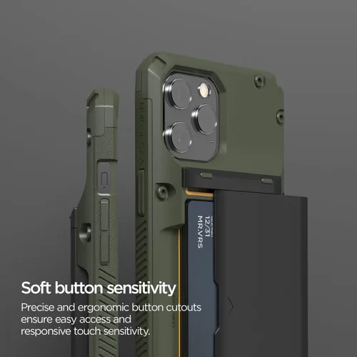 Vista 4 de VRS DESIGN Damda Glide Pro - Funda para iPhone 12 Pro Max, con [4 tarjetas] Premium Robusta [Semiautomática] Funda para tarjeta de crédito